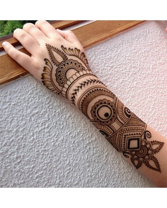 Traditional Fill And Dome Along Simple Full Hand Mehndi Design